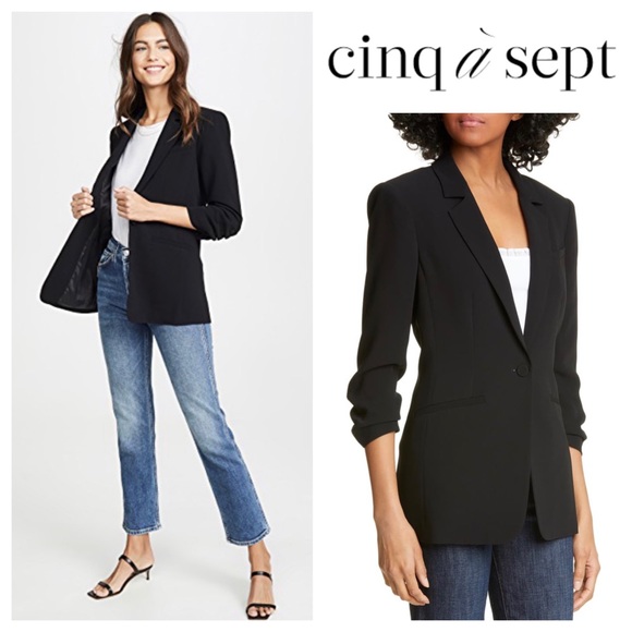 cinq a sept Jackets & Blazers - NWT Cinq à Sept "Khloe" Crepe Ruched Sleeve Blazer